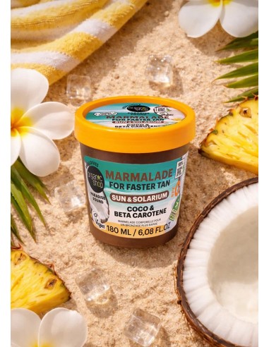 Mermelada corporal para un bronceado más rápido. Coco y betacaroteno. 180ml